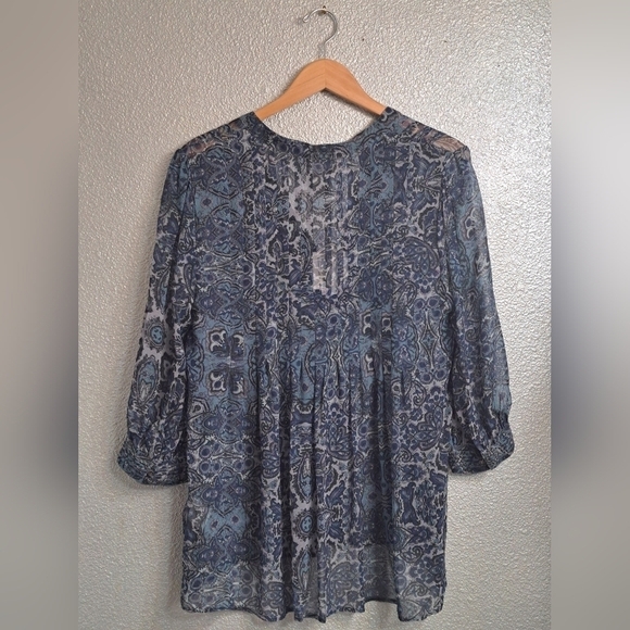 NWT Joie 100% Silk Blue Paisley Tunic Size L - Picture 6 of 8